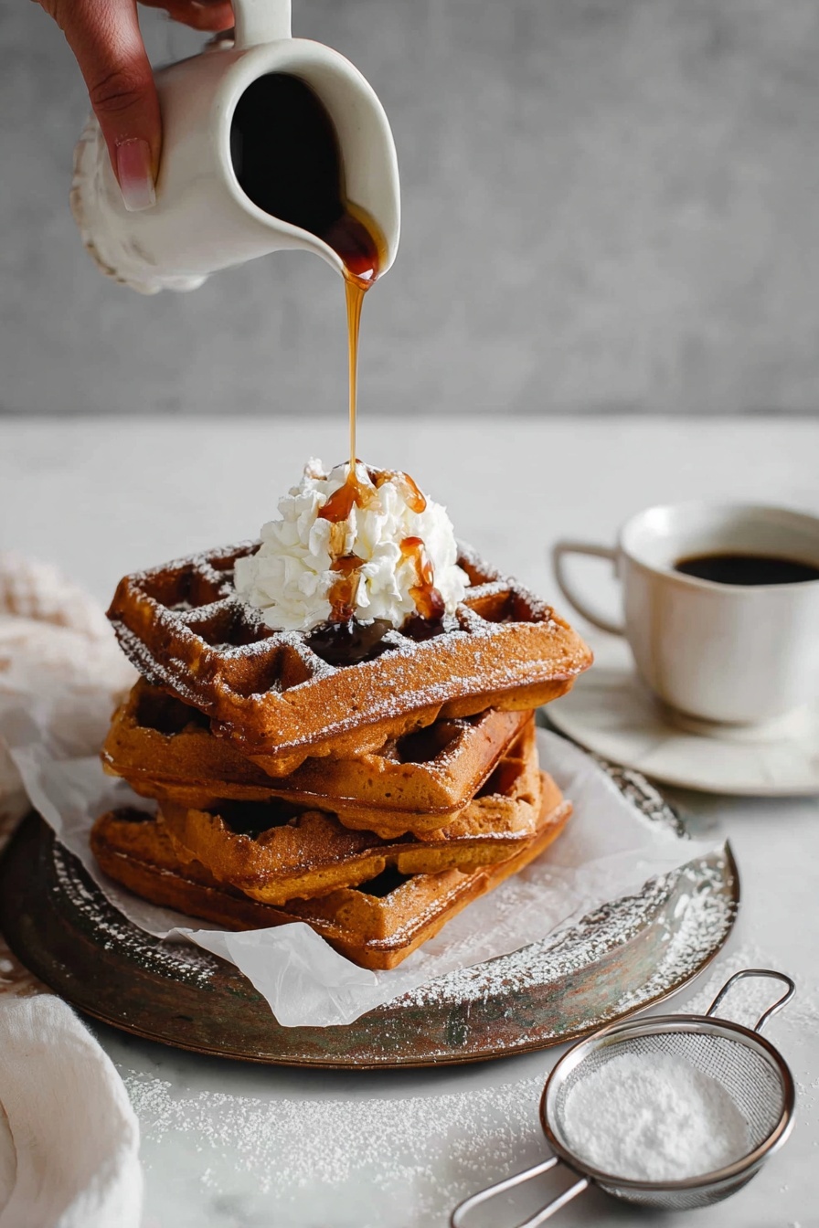 Gingerbread Waffles Recipe - Serving