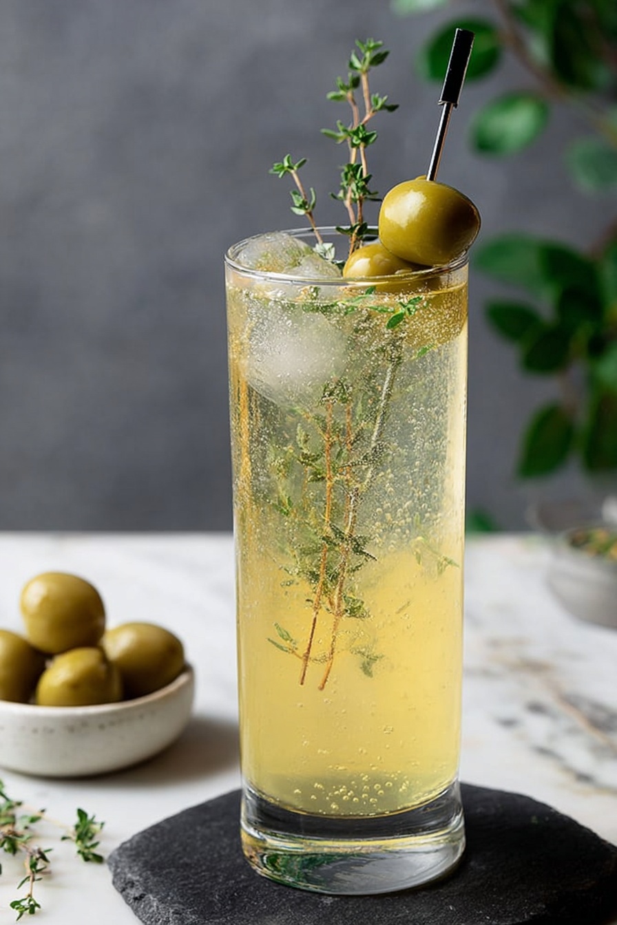 Dirty Spritz with Citrus and Olive Brine Recipe - Serving