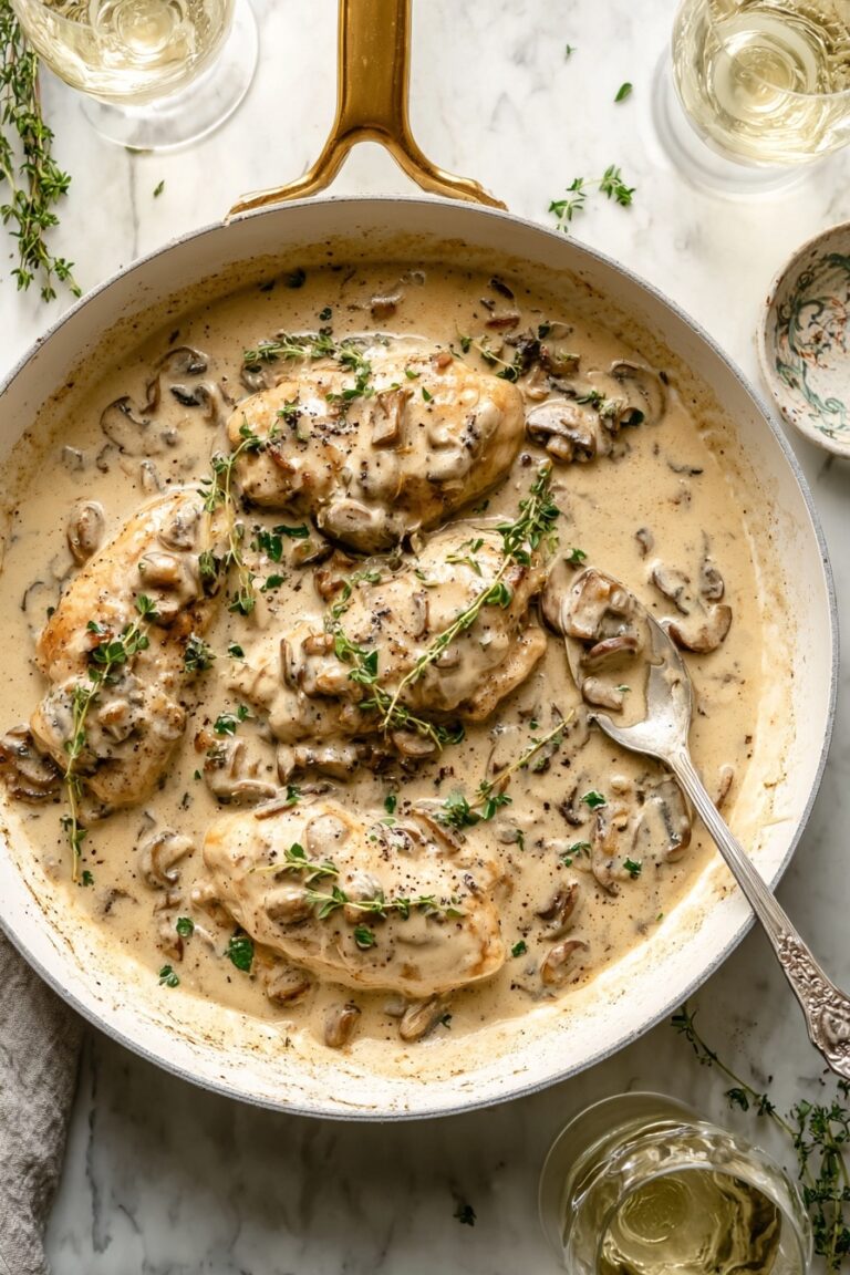 Skillet Chicken with Mushroom Parmesan Gravy Recipe