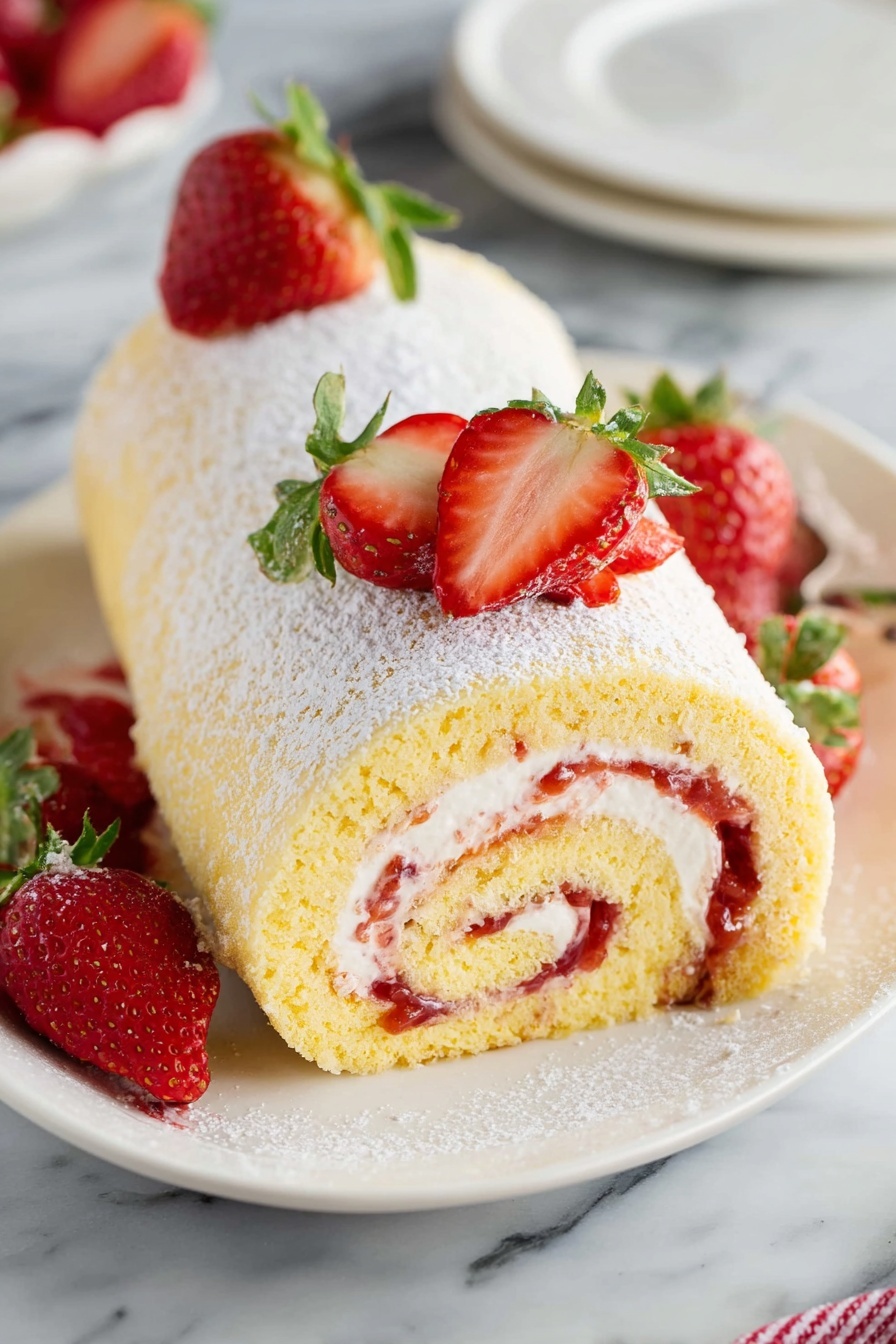 Strawberry Cream Swiss Roll Recipe