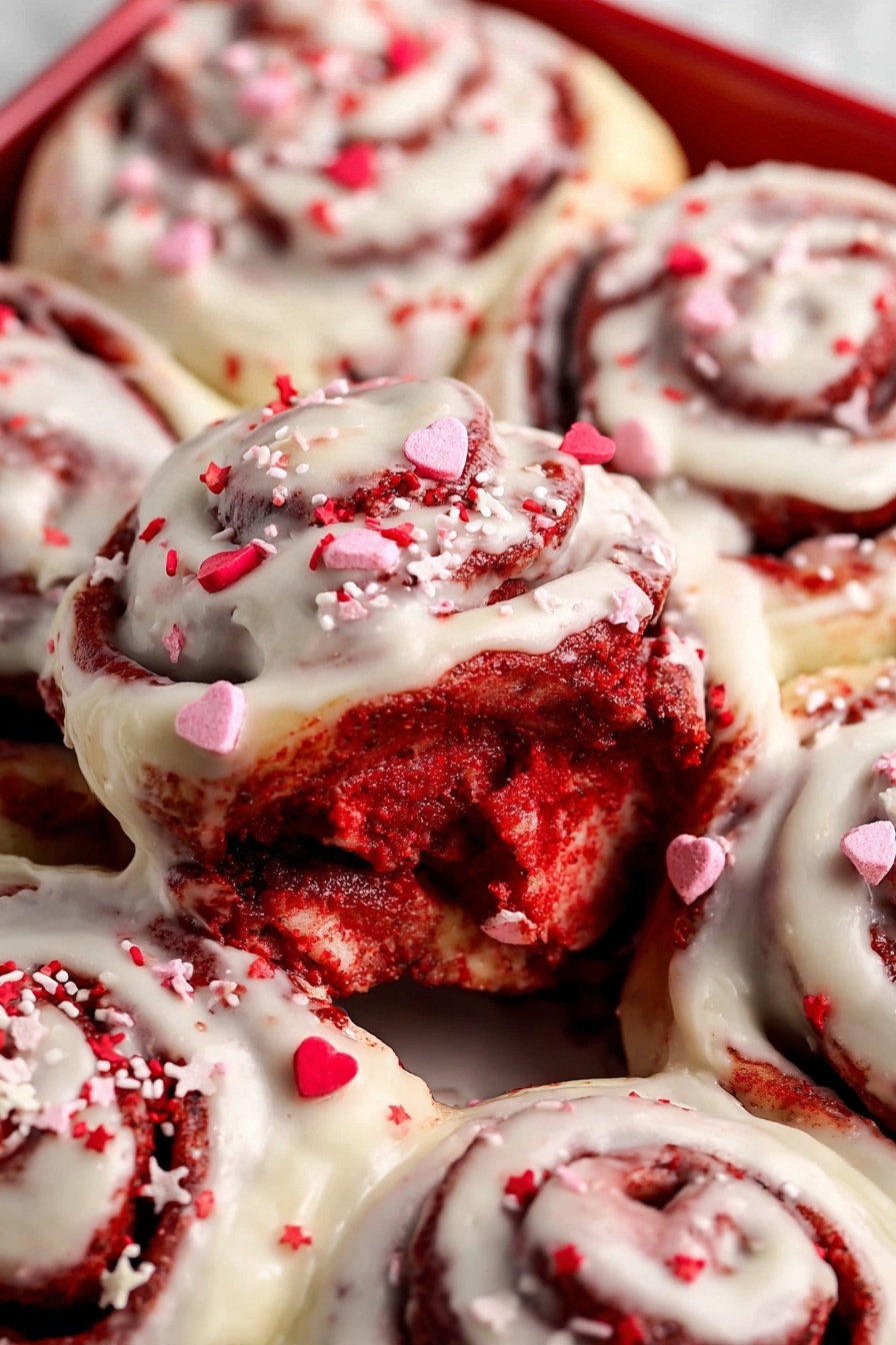 Red Velvet Cinnamon Rolls with Cream Cheese Frosting Recipe - Serving
