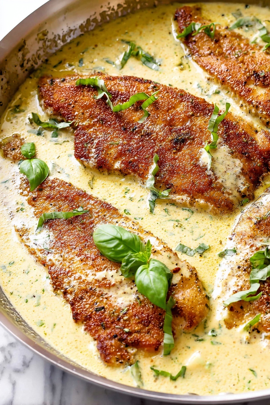 Pan-Fried Tilapia with Pesto Cream Sauce Recipe - Serving