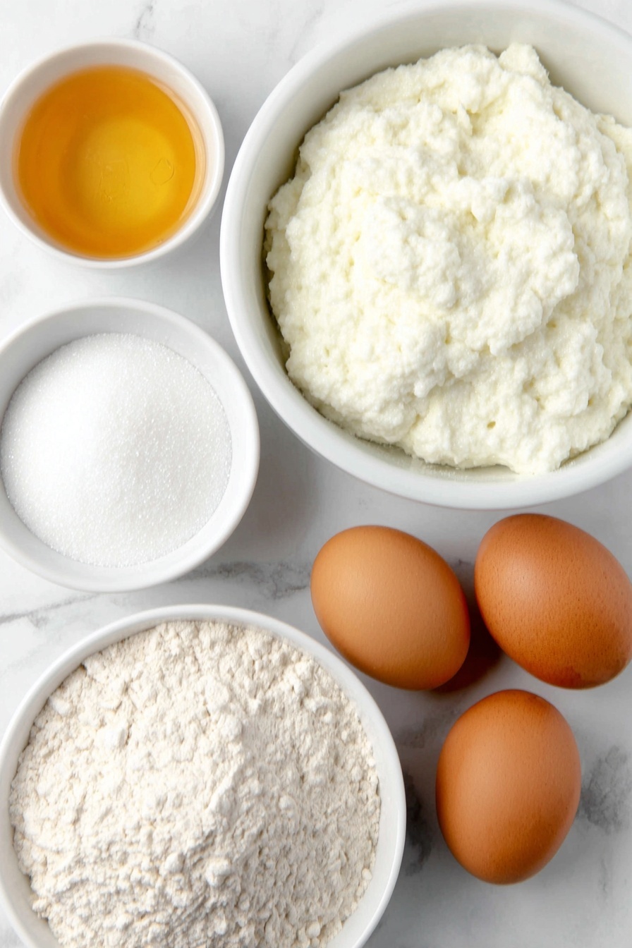 Flat lay of a small mound of bubbly active sourdough starter, a simple white ceramic bowl with warm water, a small white bowl filled with granulated sugar, a neat pile of unbleached bread flour, a small white bowl containing coarse salt crystals, a small white bowl holding golden honey, and two whole uncracked brown eggs, all arranged with perfect symmetry and balanced proportions, placed on a clean white marble surface, soft natural light, photo taken with an iPhone, professional food photography style, fresh ingredients, white ceramic bowls, no bottles, no duplicates, no utensils, no packaging --ar 2:3 --v 7 --p m7354615311229779997 - Sourdough Bagels, Homemade Sourdough Bagels, Best Sourdough Bagels, Easy Sourdough Bagels, Sourdough Bagel Recipe
