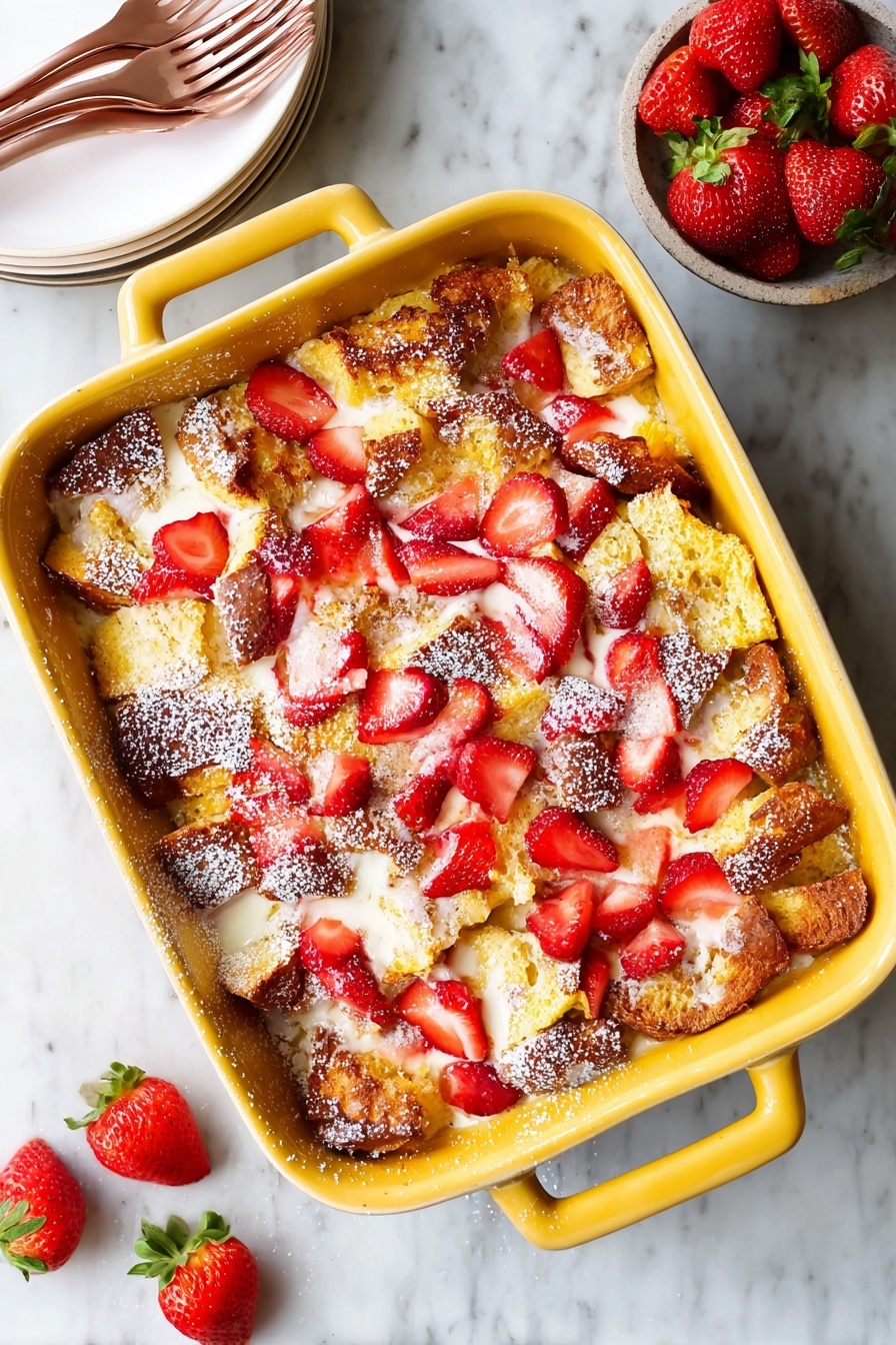 Baked Strawberries and Cream French Toast Recipe - Serving