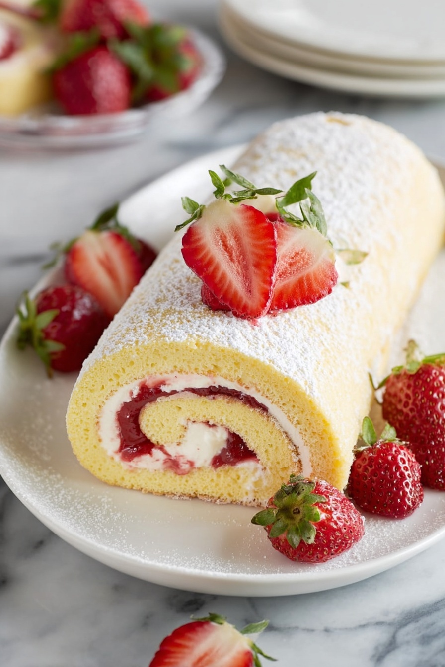 Strawberry Cream Swiss Roll Recipe - Serving