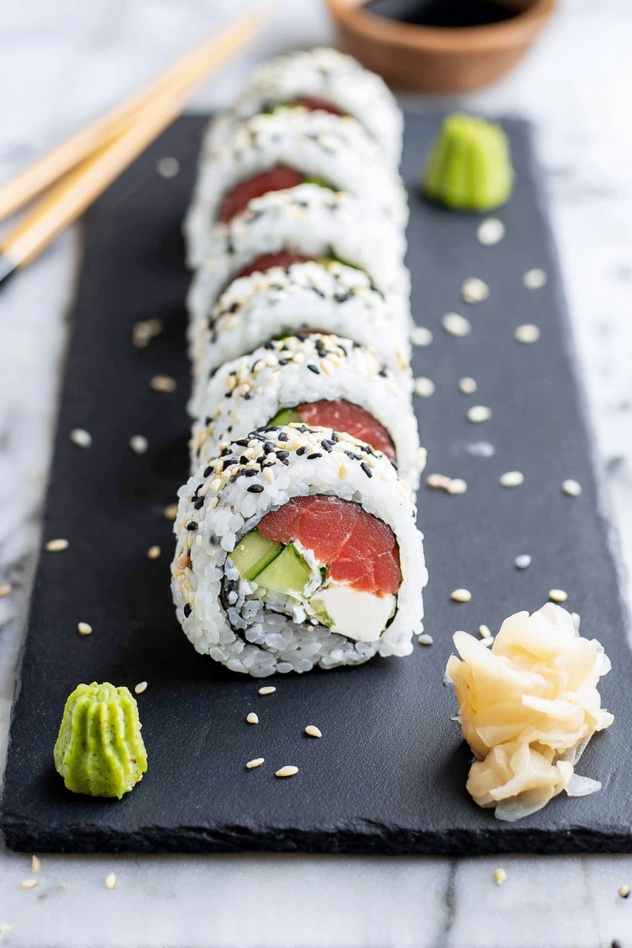 Cream Cheese Salmon Sushi Rolls Recipe - Serving
