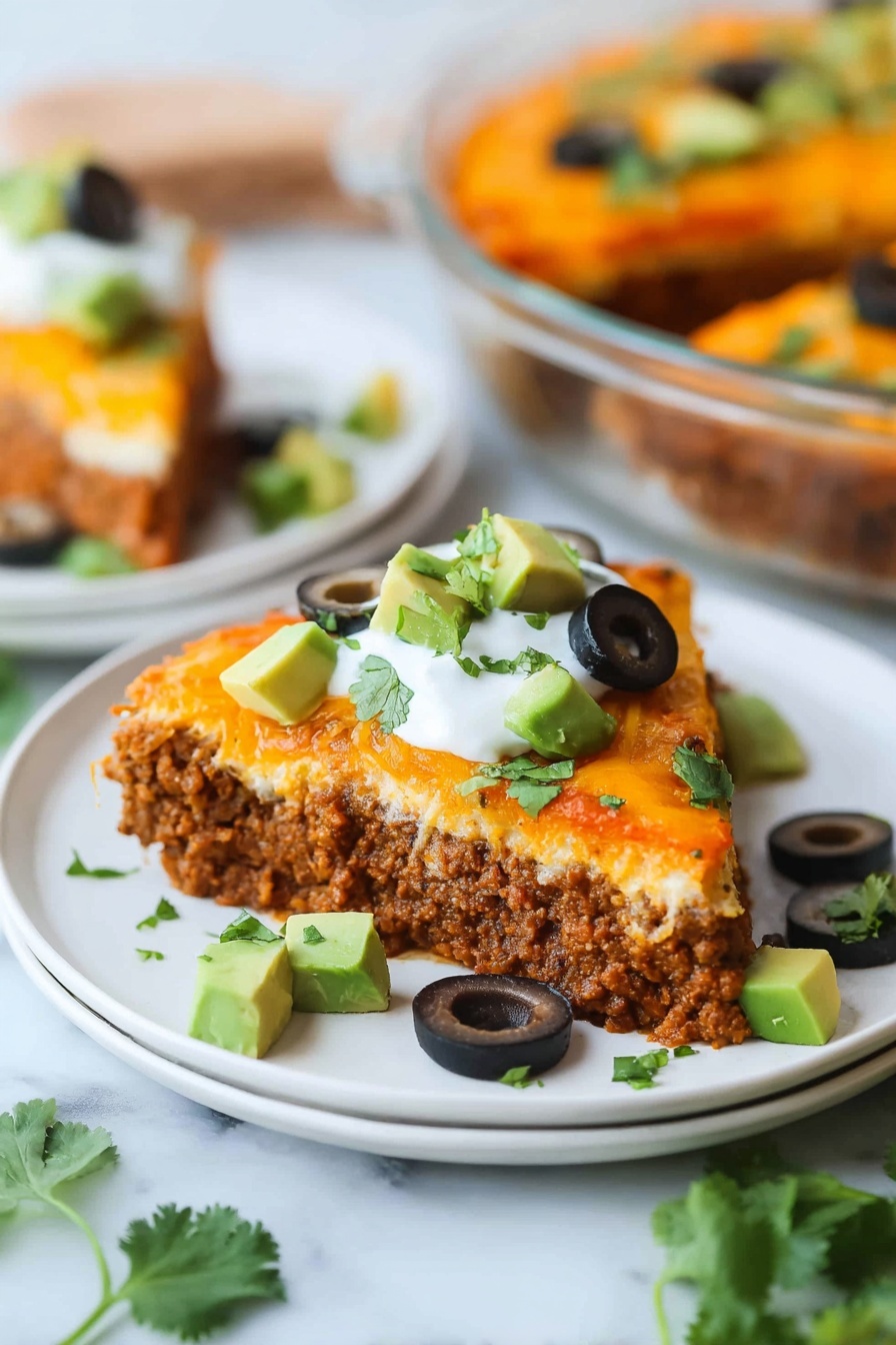 Keto Crustless Taco Pie Recipe - Serving