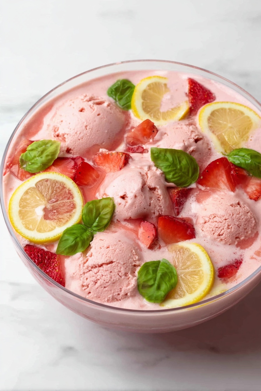 Pink Strawberry Sherbet Punch Recipe - Serving