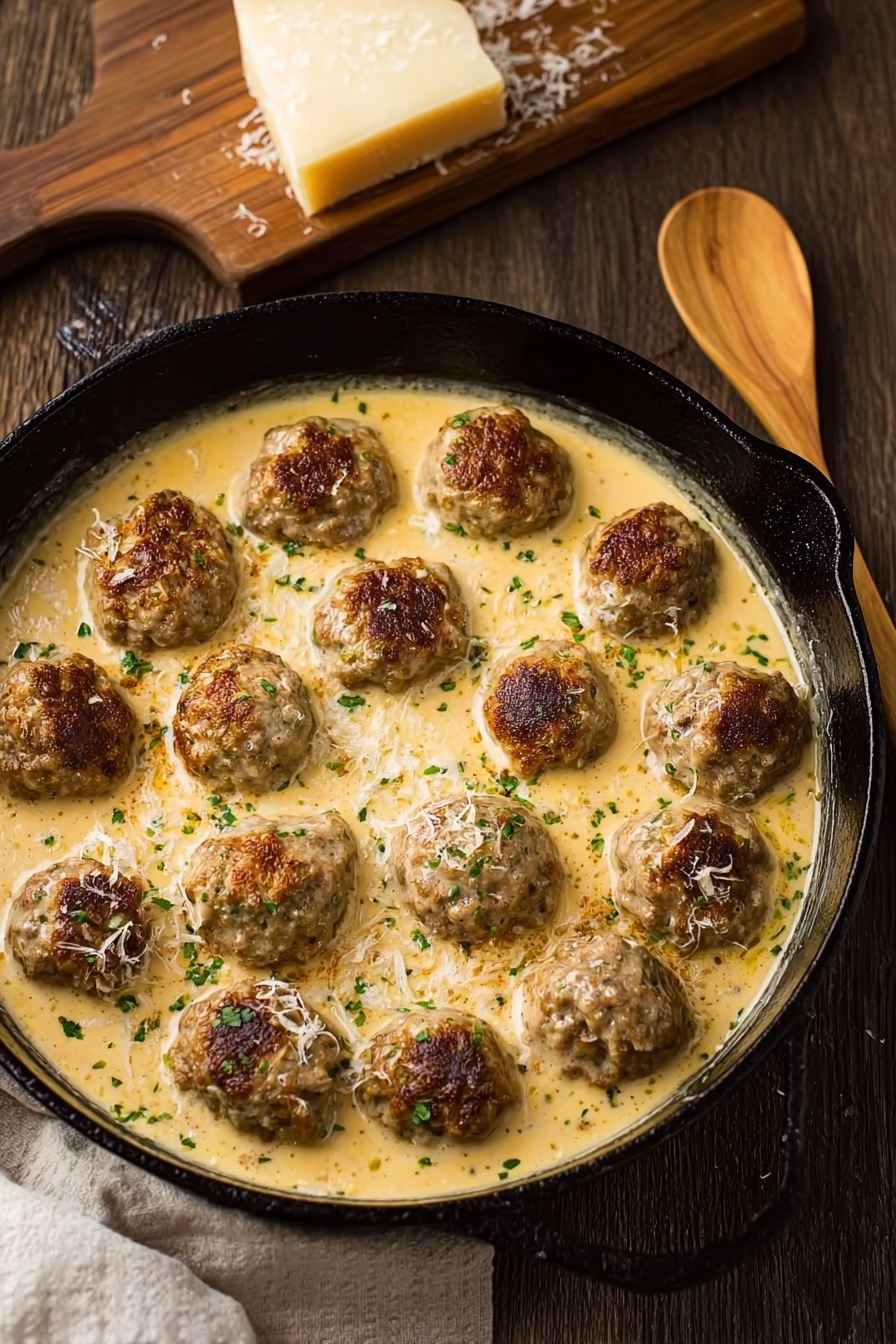 Keto Turkey Meatballs with Creamy Parmesan Sauce Recipe